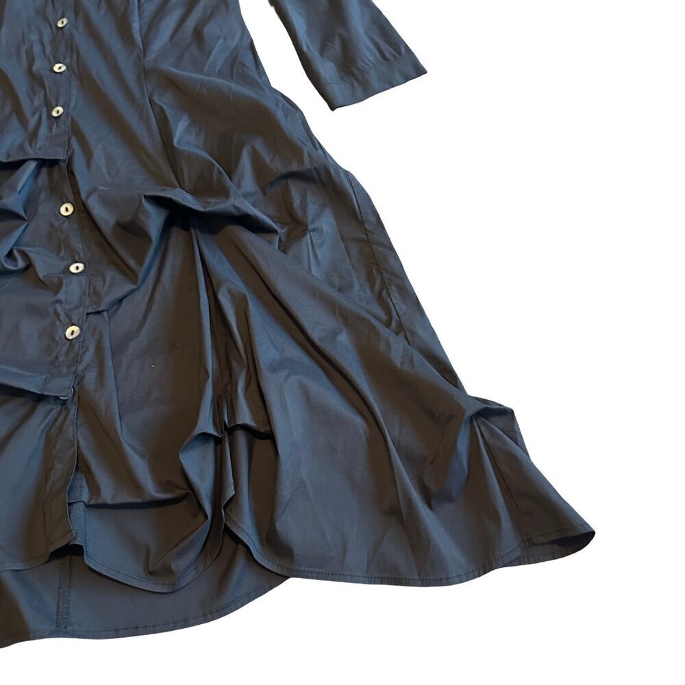 Joseph Ribkoff Black Button-Down Dress Gathered Stretch Classic Size 10 Women's - Picture 4 of 11